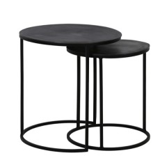 SIDE TABLE LATCA RAW LEAD ANTIQUE SET OF 2     - CAFE, SIDE TABLES